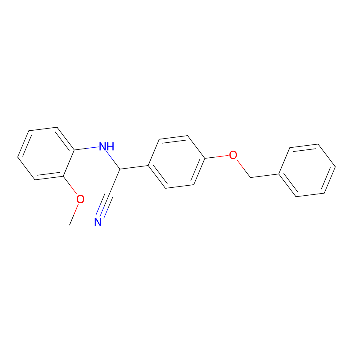 2-(2-Methoxyanilino)-2-(4-phenylmethoxyphenyl)acetonitrile molecular structure, CAS 573698-43-8
