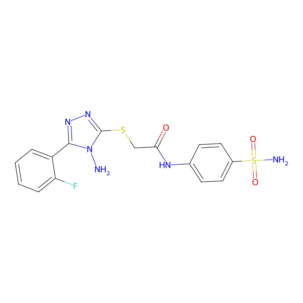 2-{[4-amino-5-(2-fluorophenyl)-4H-1,2,4-triazol-3-yl]sulfanyl}-N-(4-sulfamoylphenyl)acetamide molecular structure, CAS 573698-44-9