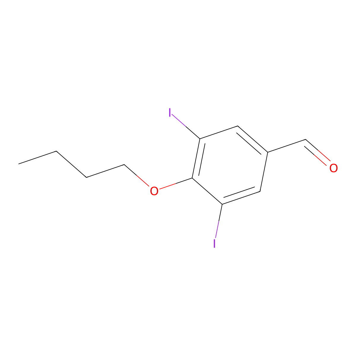 4-Butoxy-3,5-diiodobenzaldehyde molecular structure, CAS 5737-00-8