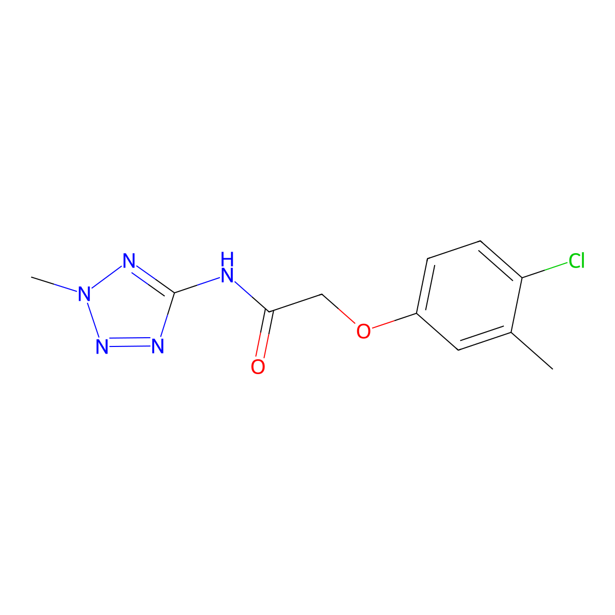 2-(4-chloro-3-methylphenoxy)-N-(2-methyl-2H-tetrazol-5-yl)acetamide molecular structure, CAS 5737-32-6