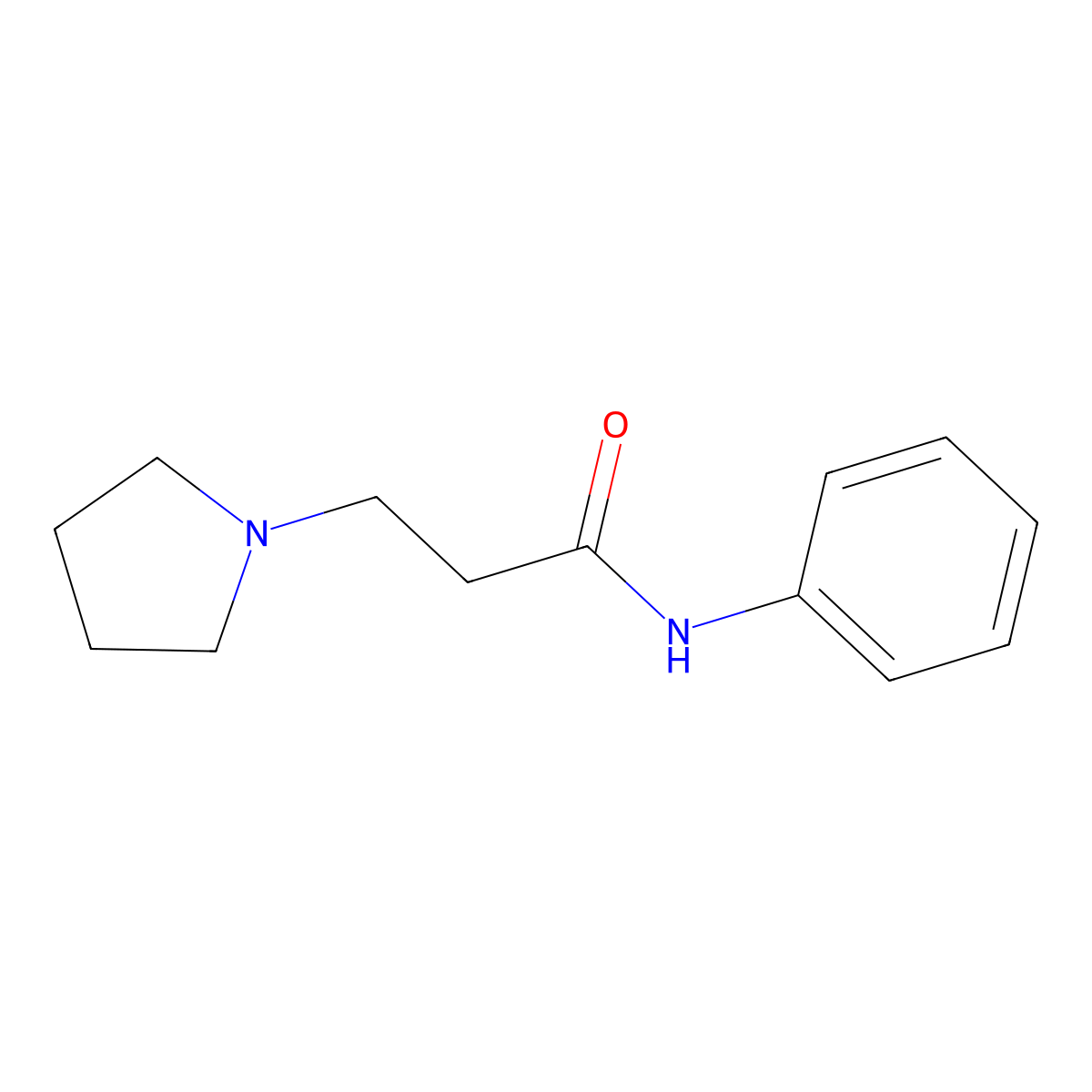 N-phenyl-3-pyrrolidin-1-ylpropanamide molecular structure, CAS 5737-33-7