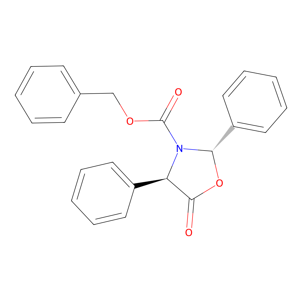 Benzyl (2S,4R)-5-oxo-2,4-diphenyloxazolidine-3-carboxylate molecular structure, CAS 573703-18-1