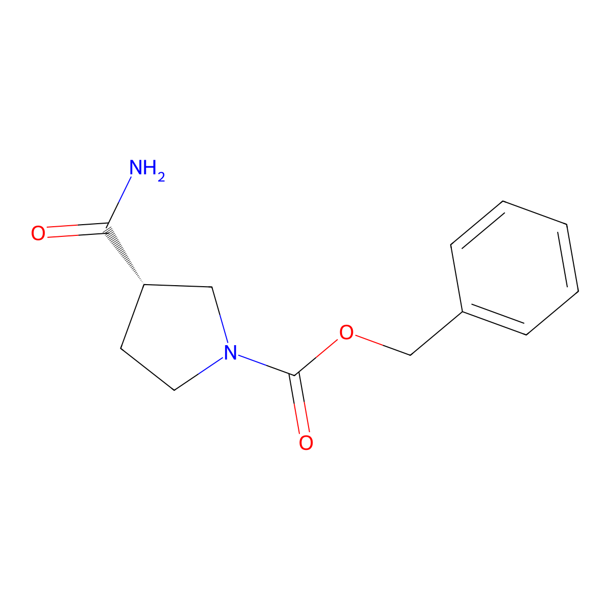 (S)-1-Cbz-3-pyrrolidinecarboxamide molecular structure, CAS 573704-57-1