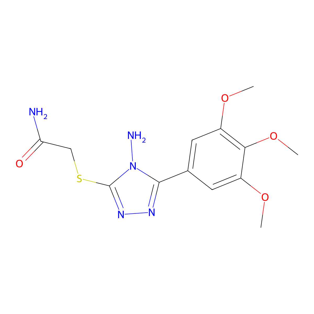 2-((4-Amino-5-(3,4,5-trimethoxyphenyl)-4H-1,2,4-triazol-3-YL)thio)acetamide molecular structure, CAS 573704-97-9