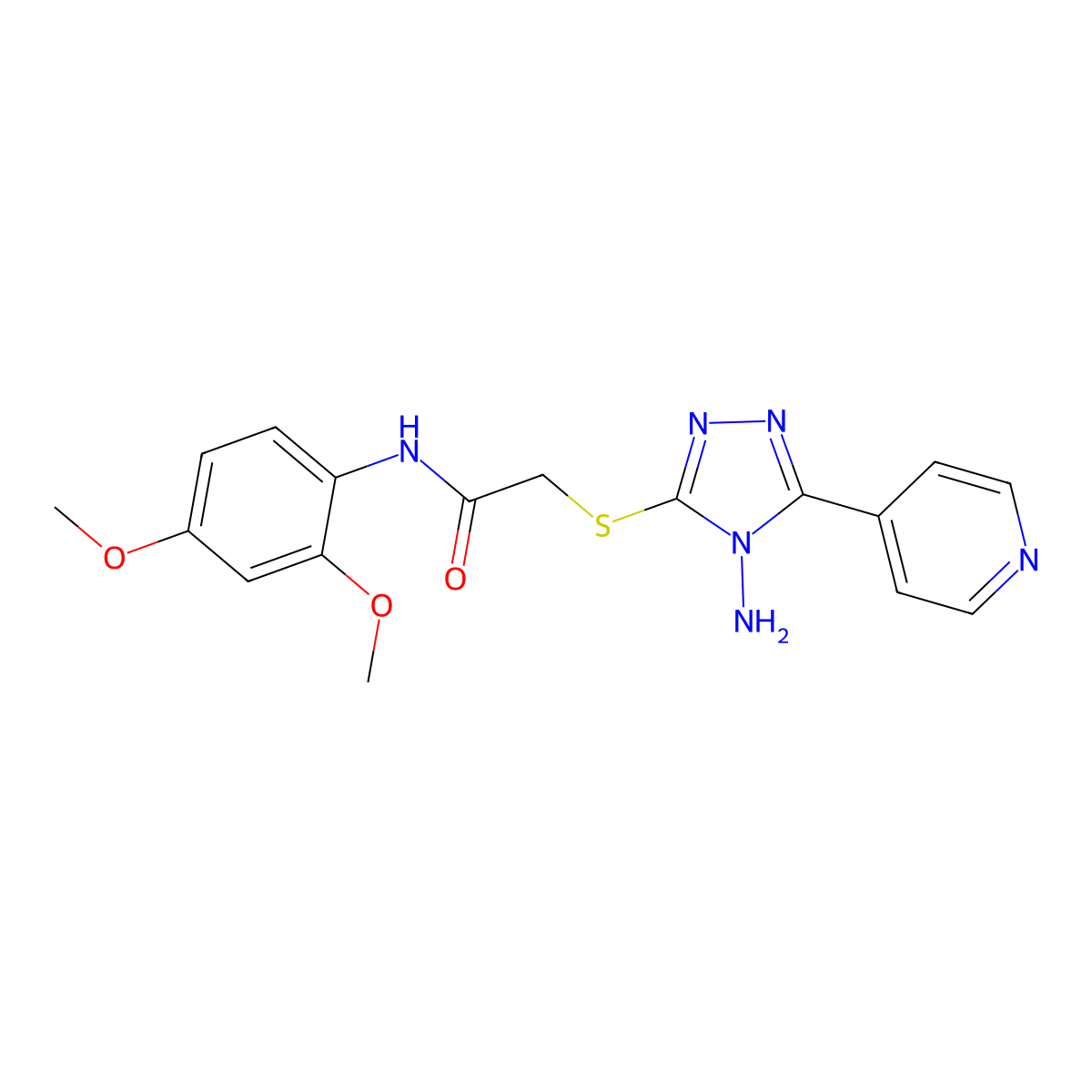 2-((4-amino-5-(pyridin-4-yl)-4H-1,2,4-triazol-3-yl)thio)-N-(2,4-dimethoxyphenyl)acetamide molecular structure, CAS 573705-30-3