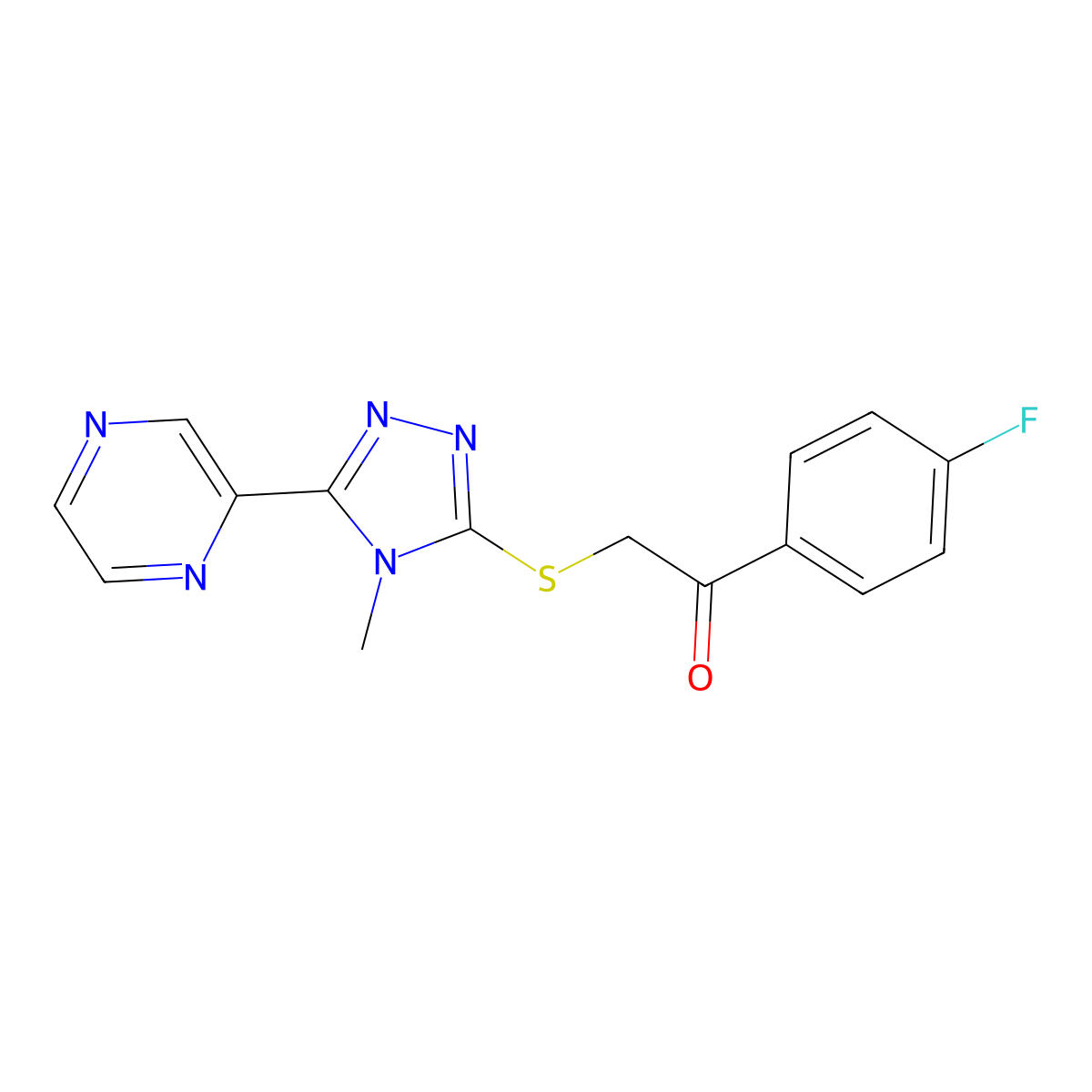 1-(4-fluorophenyl)-2-{[4-methyl-5-(pyrazin-2-yl)-4H-1,2,4-triazol-3-yl]sulfanyl}ethanone molecular structure, CAS 573705-34-7