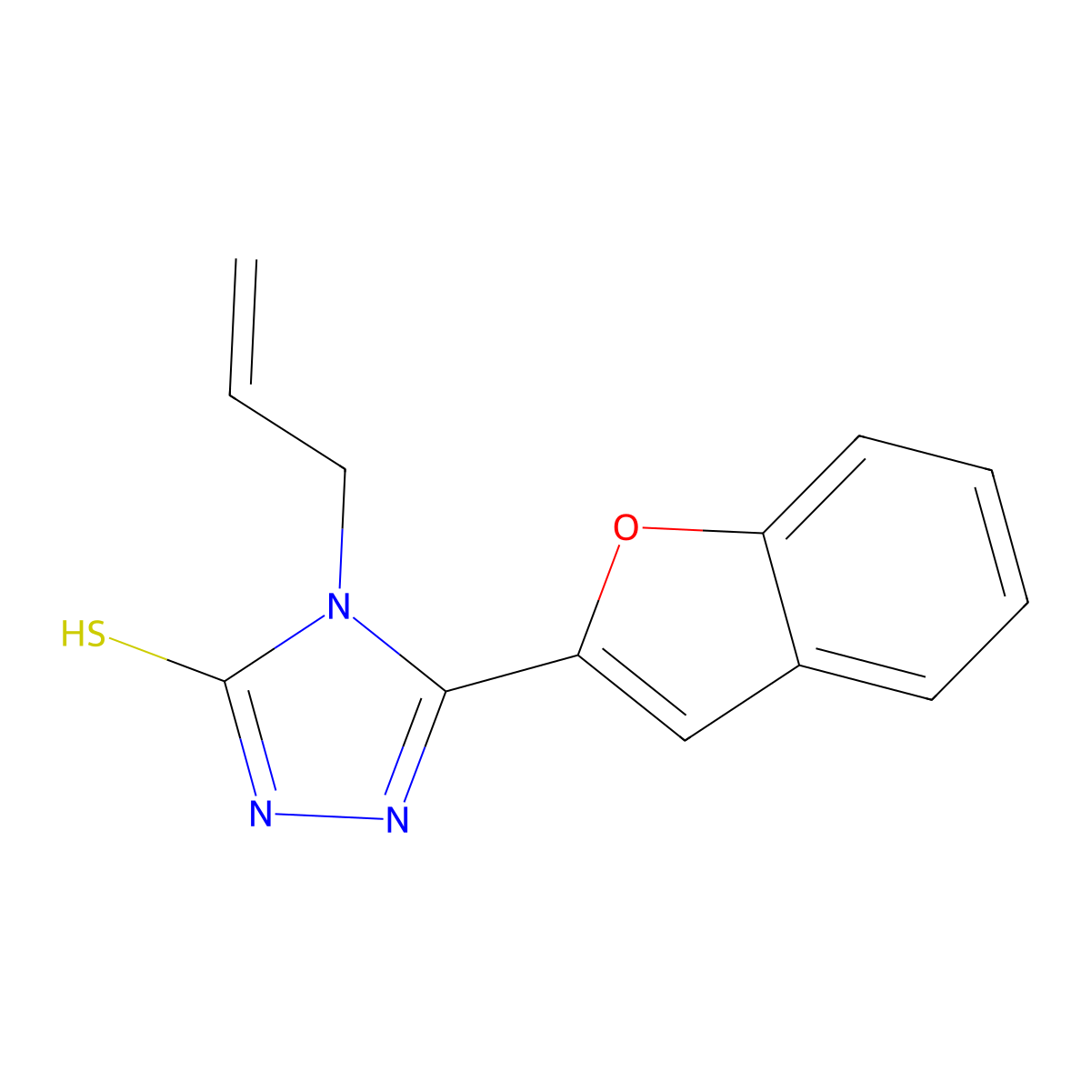 4-Allyl-5-benzofuran-2-yl-4H-[1,2,4]triazole-3-thiol molecular structure, CAS 573705-60-9
