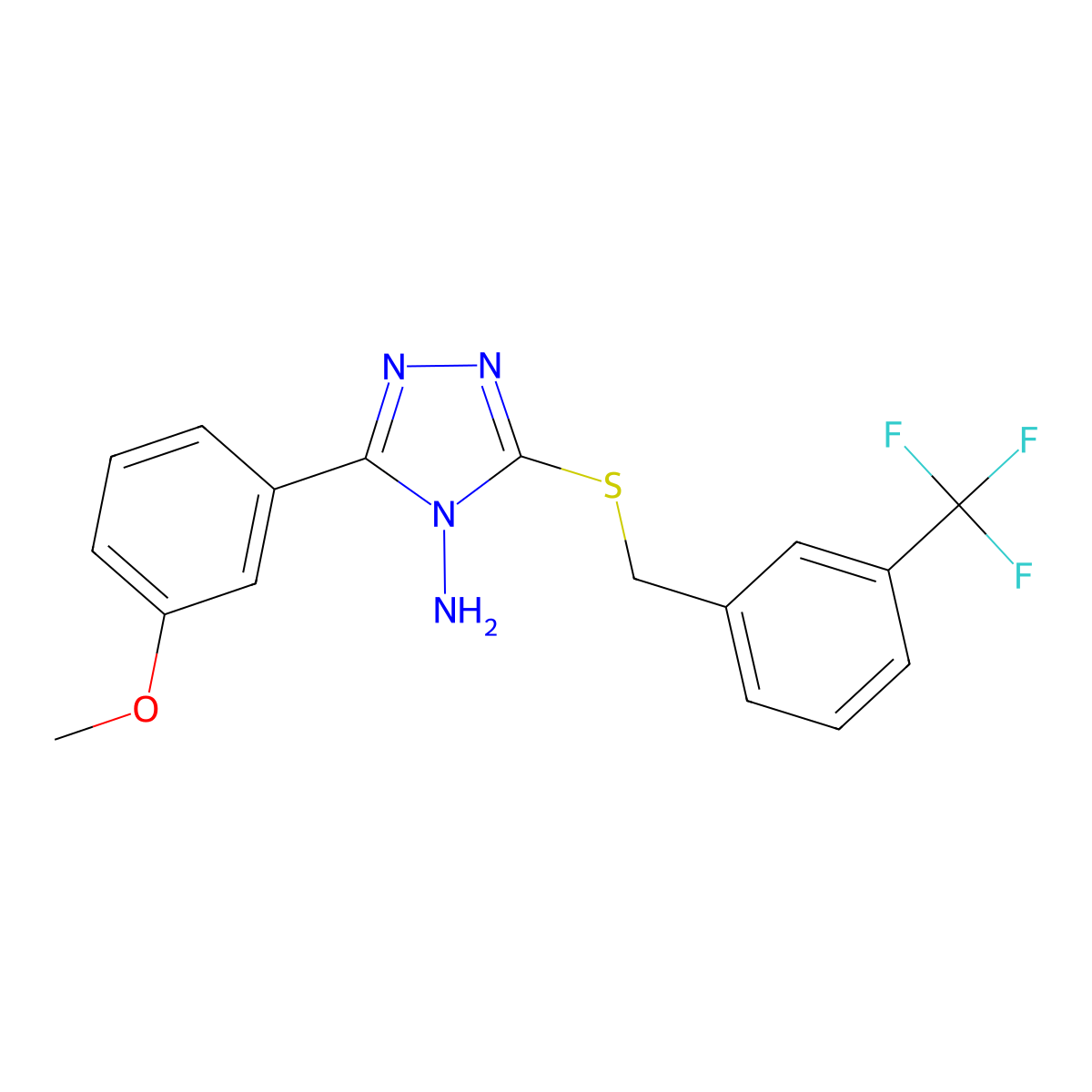 3-(3-methoxyphenyl)-5-{[3-(trifluoromethyl)benzyl]sulfanyl}-4H-1,2,4-triazol-4-amine molecular structure, CAS 573705-68-7