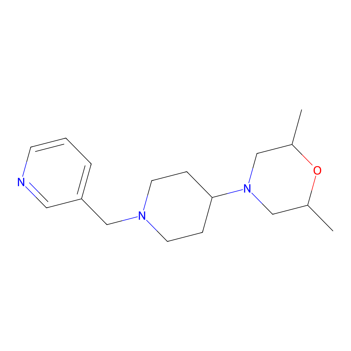 2,6-Dimethyl-4-[1-(pyridin-3-ylmethyl)piperidin-4-yl]morpholine molecular structure, CAS 573705-71-2