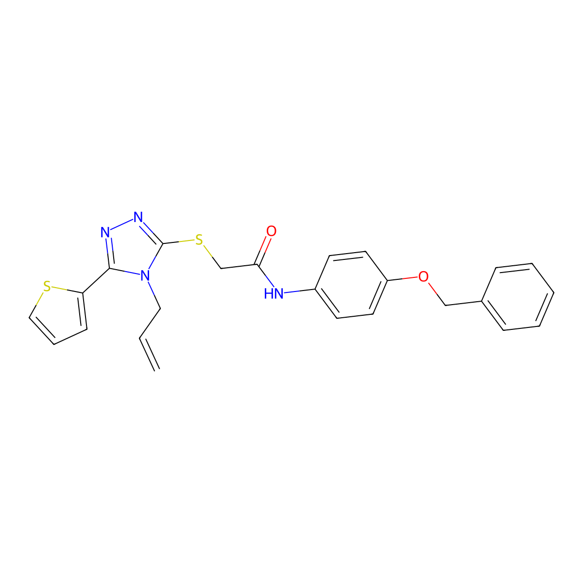 2-((4-Allyl-5-(2-thienyl)-4H-1,2,4-triazol-3-YL)sulfanyl)-N-(4-(benzyloxy)phenyl)acetamide molecular structure, CAS 573705-89-2