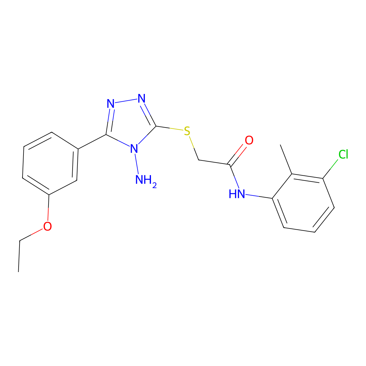 2-{[4-amino-5-(3-ethoxyphenyl)-4H-1,2,4-triazol-3-yl]sulfanyl}-N-(3-chloro-2-methylphenyl)acetamide molecular structure, CAS 573706-00-0