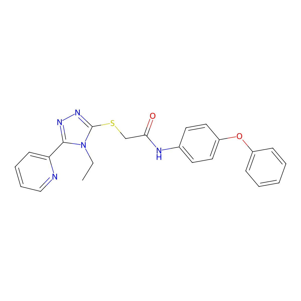 2-{[4-ethyl-5-(pyridin-2-yl)-4H-1,2,4-triazol-3-yl]sulfanyl}-N-(4-phenoxyphenyl)acetamide molecular structure, CAS 573706-21-5