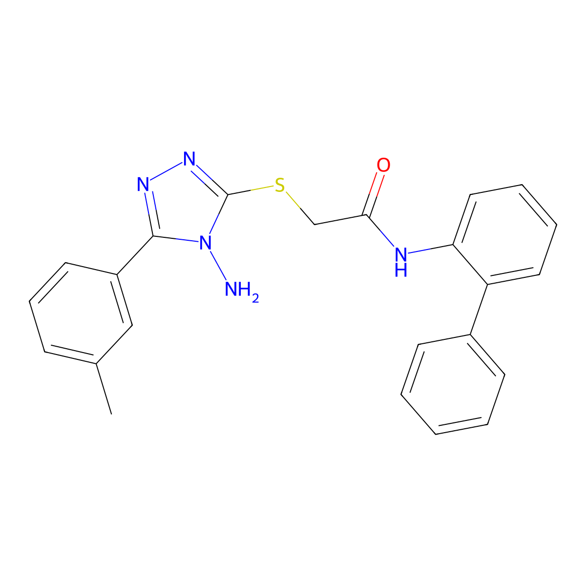 2-{[4-amino-5-(3-methylphenyl)-4H-1,2,4-triazol-3-yl]sulfanyl}-N-(biphenyl-2-yl)acetamide molecular structure, CAS 573706-33-9