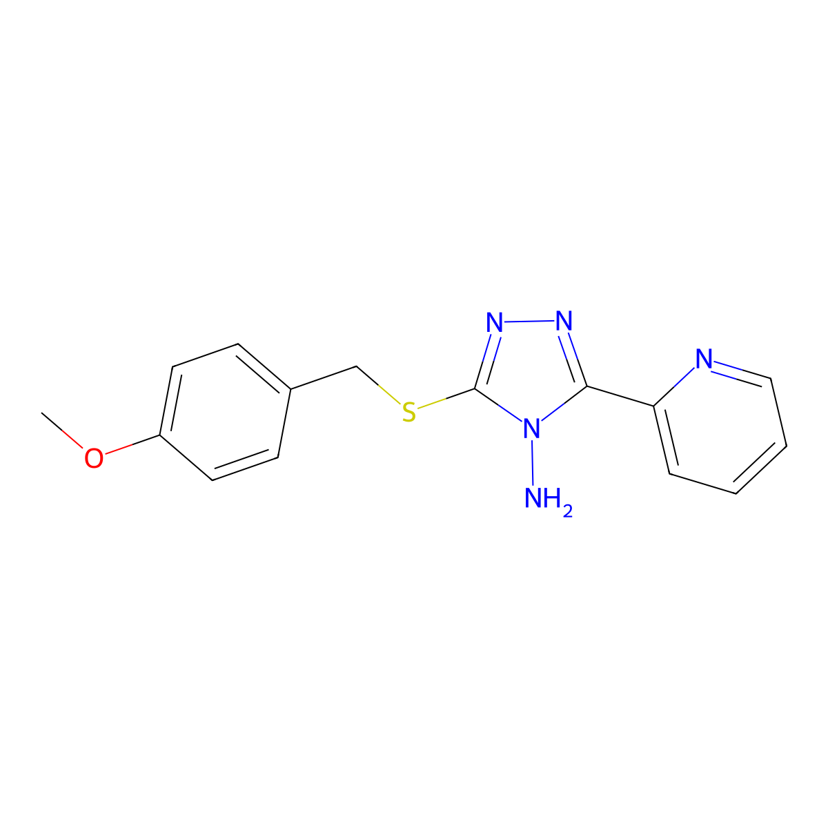 3-[(4-Methoxyphenyl)methylsulfanyl]-5-pyridin-2-yl-1,2,4-triazol-4-amine molecular structure, CAS 573706-40-8