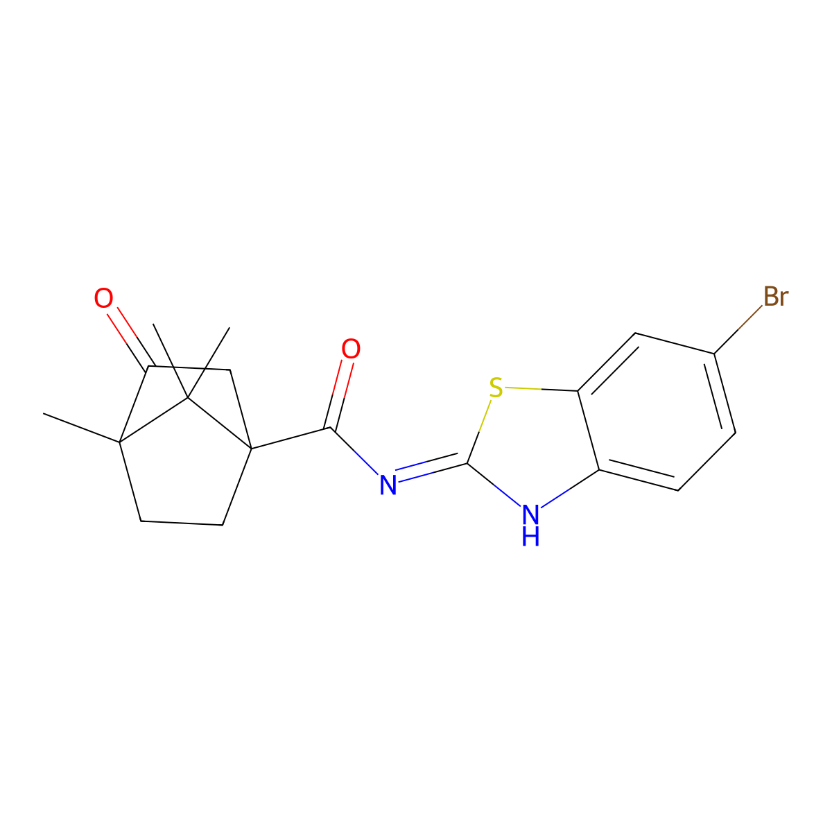 N-(6-bromo-1,3-benzothiazol-2-yl)-1,7,7-trimethyl-2-oxobicyclo[2.2.1]heptane-4-carboxamide molecular structure, CAS 573706-78-2
