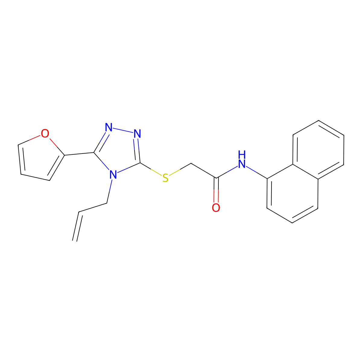2-{[5-(furan-2-yl)-4-(prop-2-en-1-yl)-4H-1,2,4-triazol-3-yl]sulfanyl}-N-(naphthalen-1-yl)acetamide molecular structure, CAS 573706-92-0