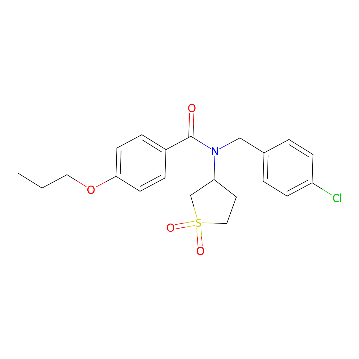 N-(4-chlorobenzyl)-N-(1,1-dioxidotetrahydrothiophen-3-yl)-4-propoxybenzamide molecular structure, CAS 573706-99-7