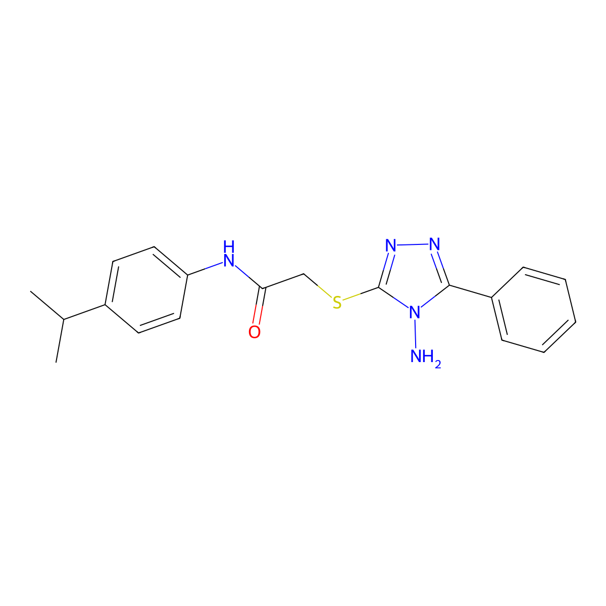 2-((4-amino-5-phenyl-4H-1,2,4-triazol-3-yl)thio)-N-(4-isopropylphenyl)acetamide molecular structure, CAS 573707-10-5