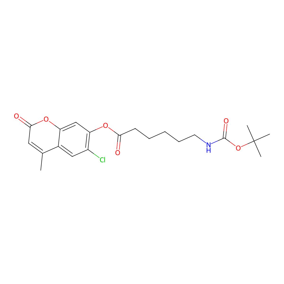 6-chloro-4-methyl-2-oxo-2H-chromen-7-yl 6-[(tert-butoxycarbonyl)amino]hexanoate molecular structure, CAS 573707-23-0
