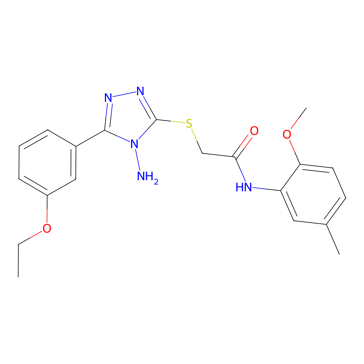 2-[4-amino-5-(3-ethoxyphenyl)(1,2,4-triazol-3-ylthio)]-N-(2-methoxy-5-methylph enyl)acetamide molecular structure, CAS 573707-31-0