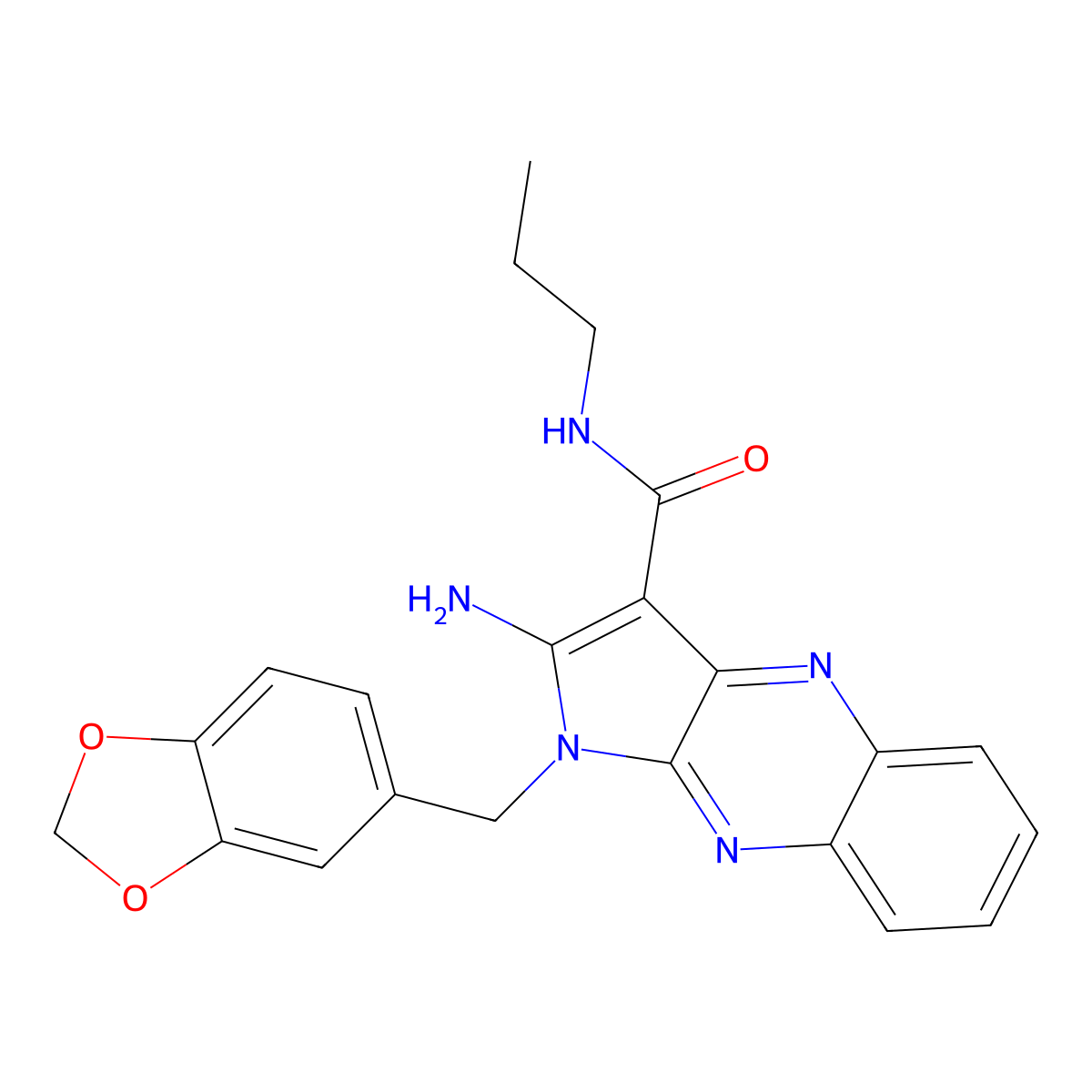 2-amino-1-(1,3-benzodioxol-5-ylmethyl)-N-propylpyrrolo[3,2-b]quinoxaline-3-carboxamide molecular structure, CAS 573707-32-1