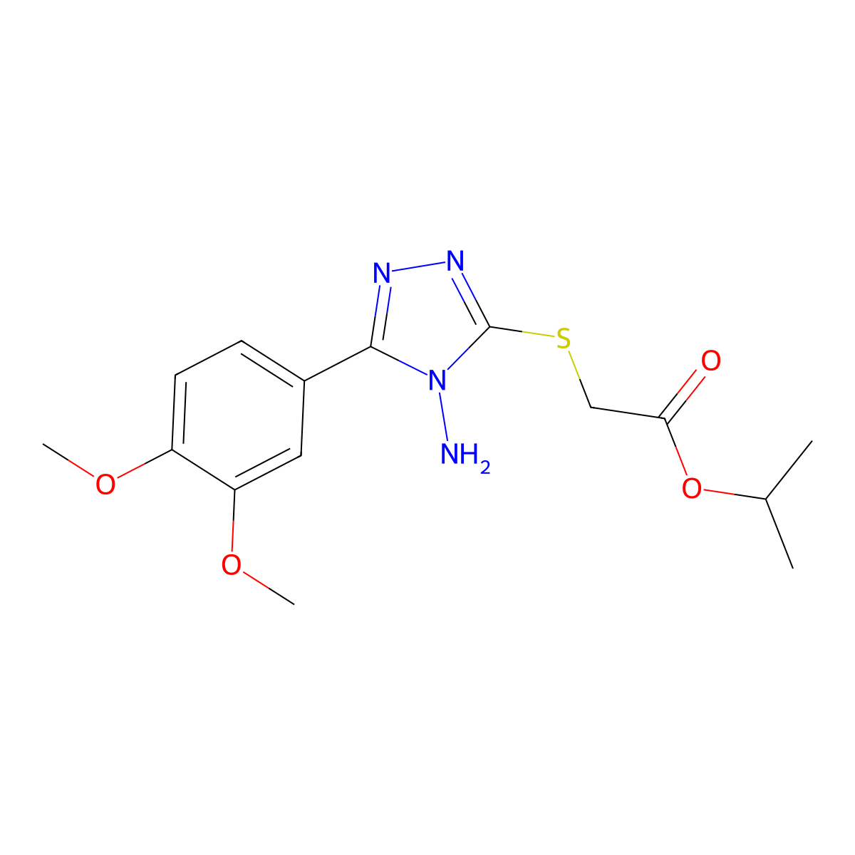 Isopropyl ((4-amino-5-(3,4-dimethoxyphenyl)-4H-1,2,4-triazol-3-YL)thio)acetate molecular structure, CAS 573707-34-3