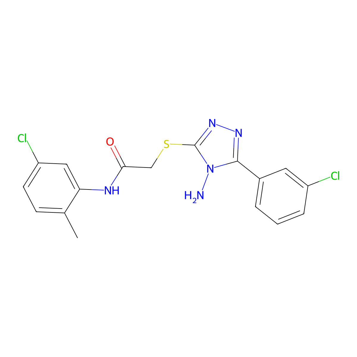 2-[4-amino-5-(3-chlorophenyl)(1,2,4-triazol-3-ylthio)]-N-(5-chloro-2-methylphe nyl)acetamide molecular structure, CAS 573707-46-7