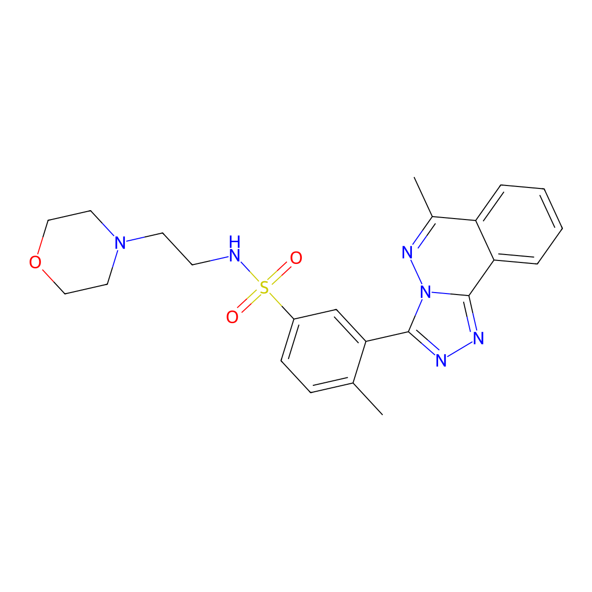 4-methyl-3-(6-methyl-[1,2,4]triazolo[3,4-a]phthalazin-3-yl)-N-(2-morpholin-4-ylethyl)benzenesulfonamide molecular structure, CAS 573707-89-8