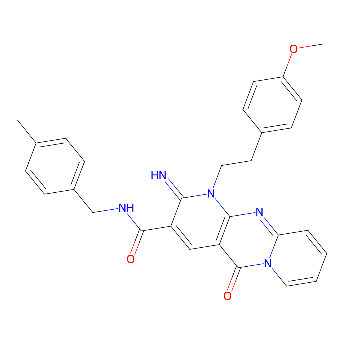 2-imino-1-[2-(4-methoxyphenyl)ethyl]-N-(4-methylbenzyl)-5-oxo-1,5-dihydro-2H-dipyrido[1,2-a:2',3'-d]pyrimidine-3-carboxamide molecular structure, CAS 573707-94-5