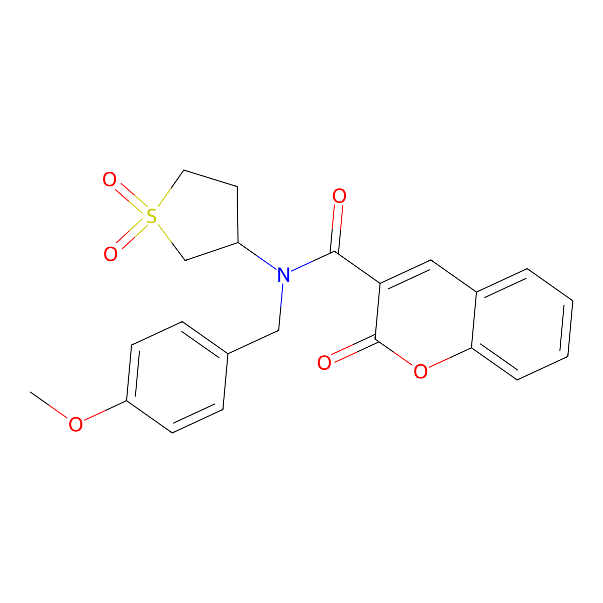 N-(1,1-dioxidotetrahydrothiophen-3-yl)-N-(4-methoxybenzyl)-2-oxo-2H-chromene-3-carboxamide molecular structure, CAS 573707-95-6