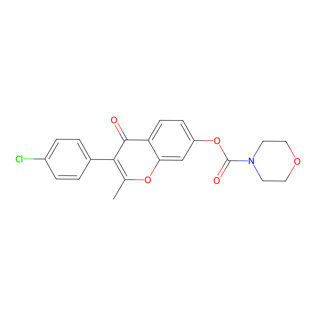3-(4-chlorophenyl)-2-methyl-4-oxo-4H-chromen-7-yl morpholine-4-carboxylate molecular structure, CAS 573707-99-0