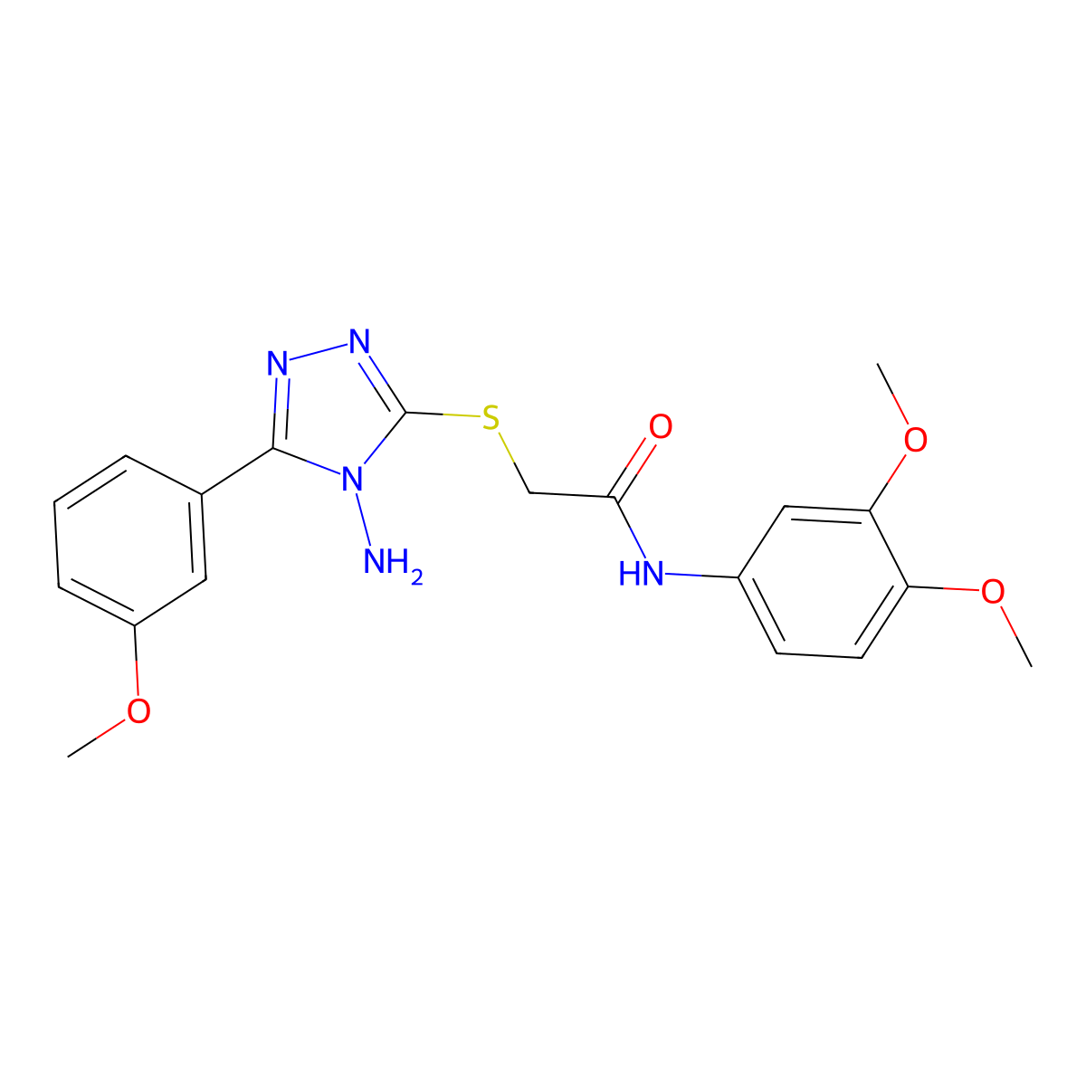 2-[4-amino-5-(3-methoxyphenyl)(1,2,4-triazol-3-ylthio)]-N-(3,4-dimethoxyphenyl)acetamide molecular structure, CAS 573708-07-3
