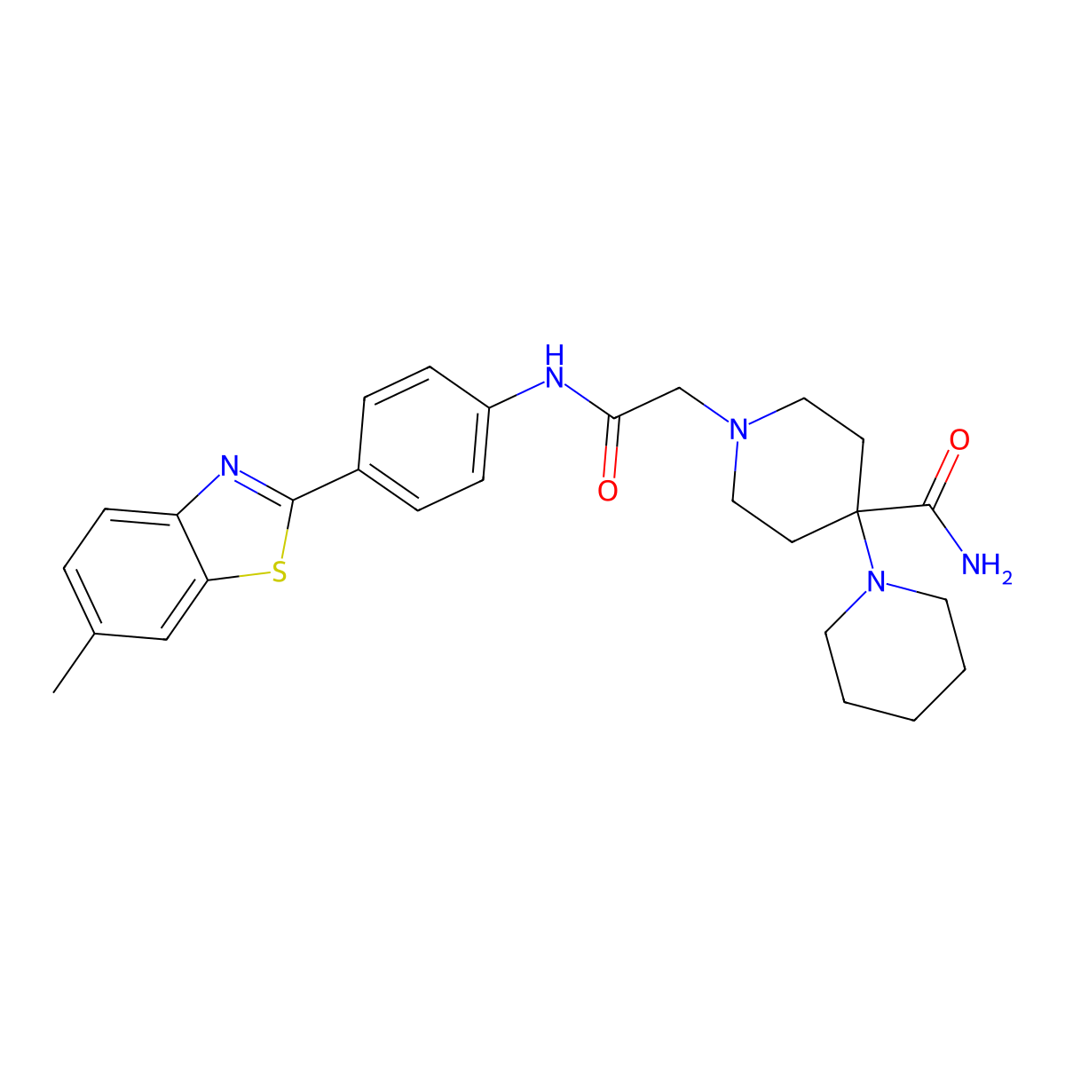1-({N-[4-(6-methylbenzothiazol-2-yl)phenyl]carbamoyl}methyl)-4-piperidylpiperi dine-4-carboxamide molecular structure, CAS 573708-14-2