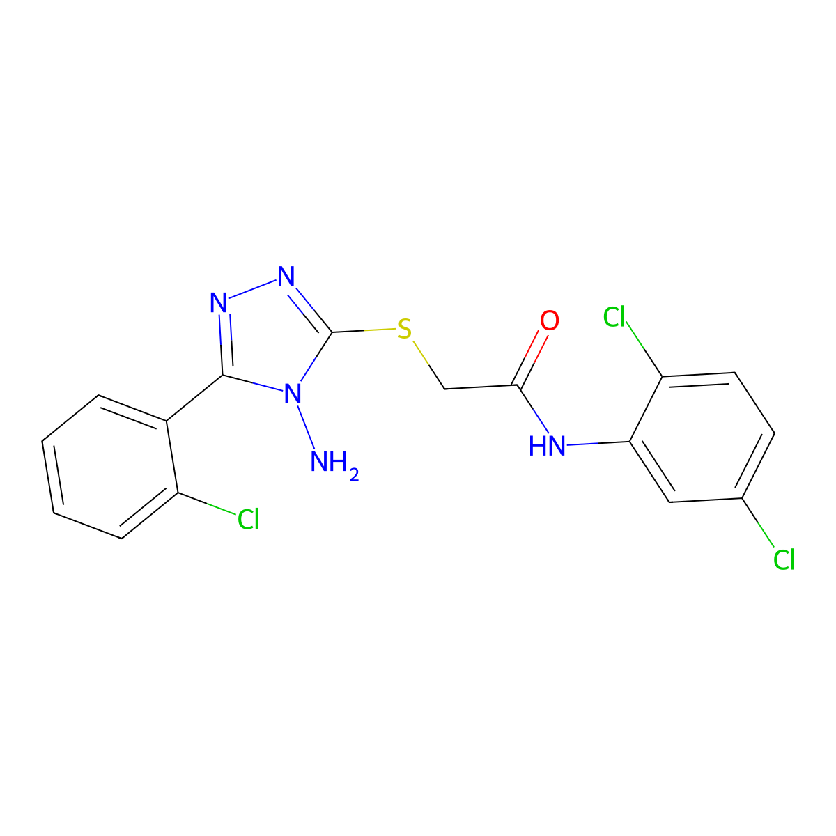 2-((4-amino-5-(2-chlorophenyl)-4H-1,2,4-triazol-3-yl)thio)-N-(2,5-dichlorophenyl)acetamide molecular structure, CAS 573708-17-5