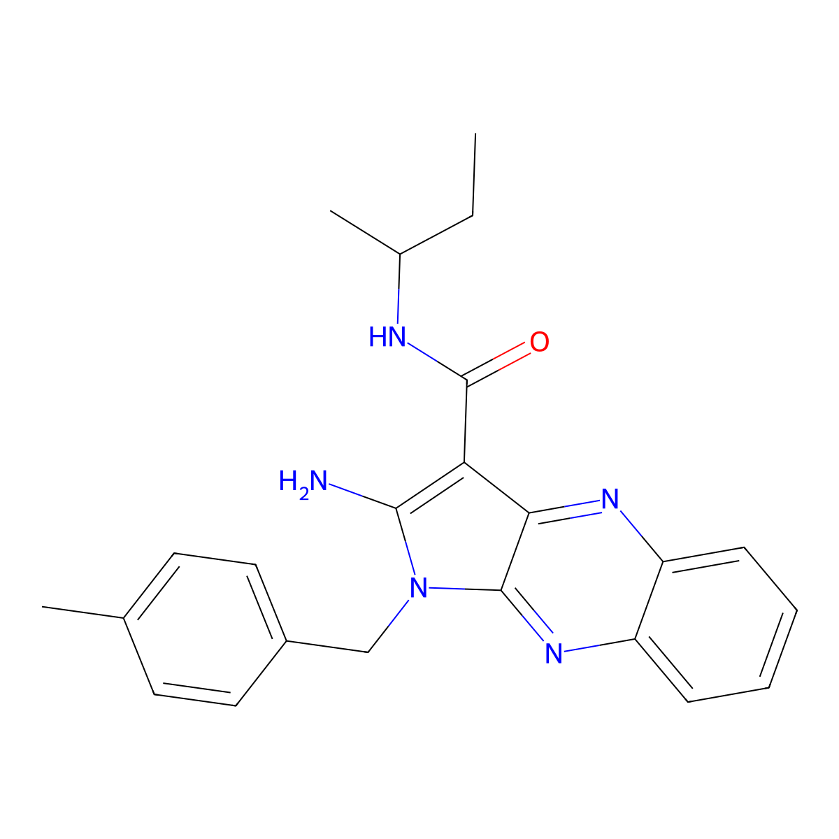 2-amino-N-butan-2-yl-1-[(4-methylphenyl)methyl]pyrrolo[3,2-b]quinoxaline-3-carboxamide molecular structure, CAS 573708-27-7