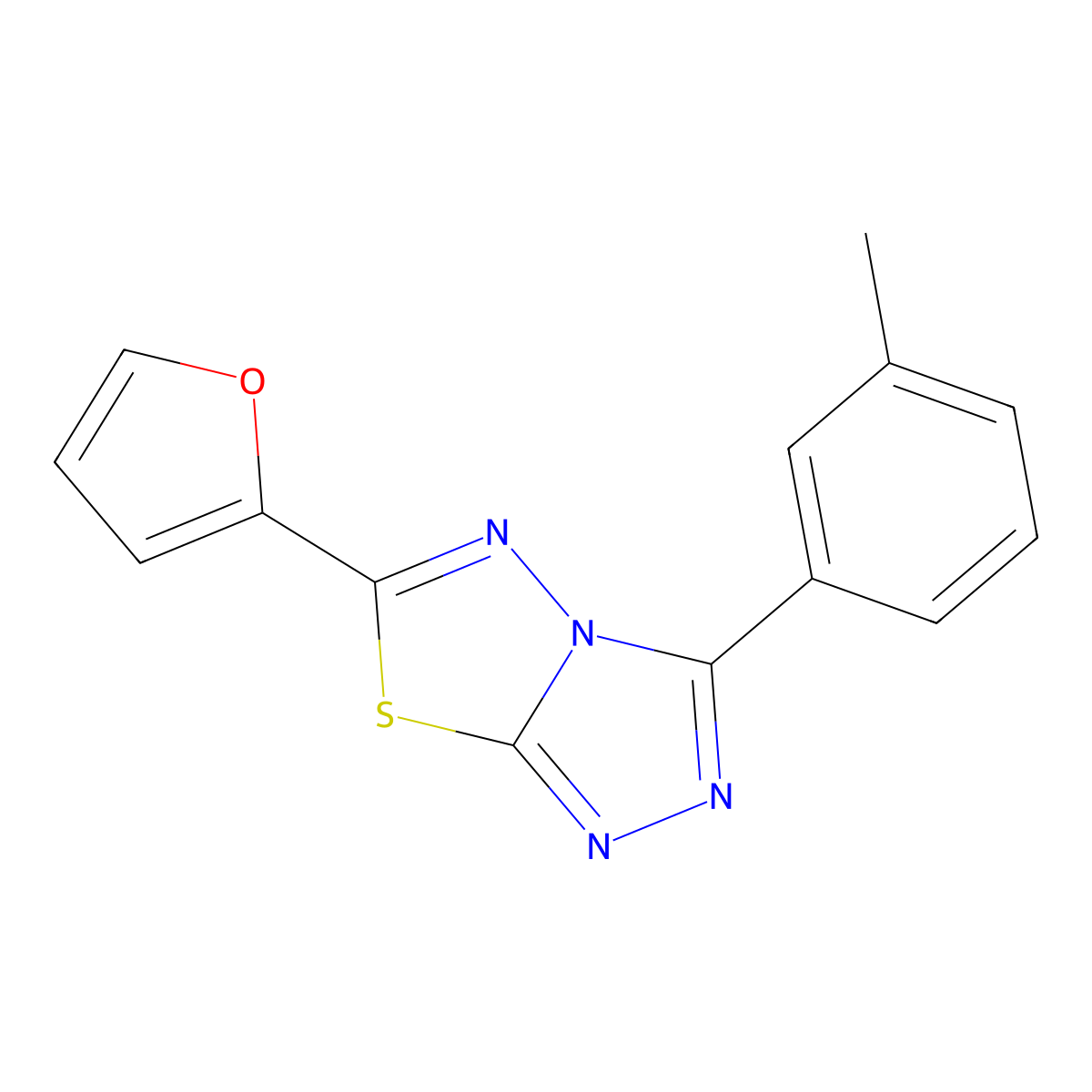 6-(2-Furyl)-3-(3-methylphenyl)[1,2,4]triazolo[3,4-b][1,3,4]thiadiazole molecular structure, CAS 573708-66-4