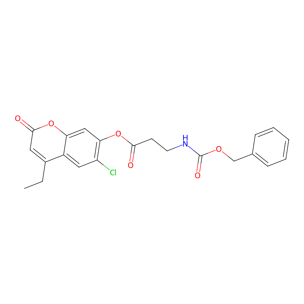 6-chloro-4-ethyl-2-oxo-2H-chromen-7-yl N-[(benzyloxy)carbonyl]-beta-alaninate molecular structure, CAS 573708-74-4