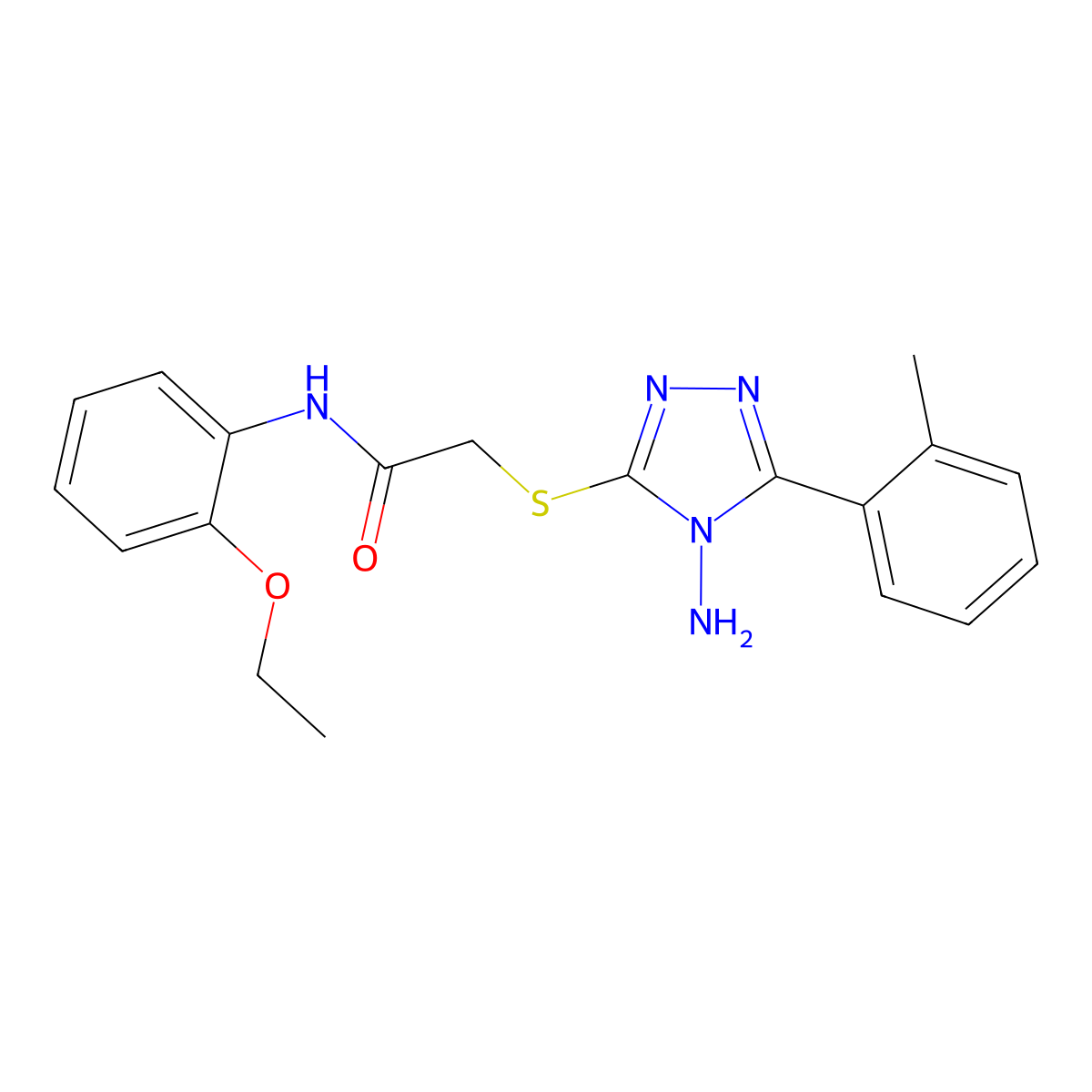 2-{[4-amino-5-(2-methylphenyl)-4H-1,2,4-triazol-3-yl]sulfanyl}-N-(2-ethoxyphenyl)acetamide molecular structure, CAS 573708-90-4