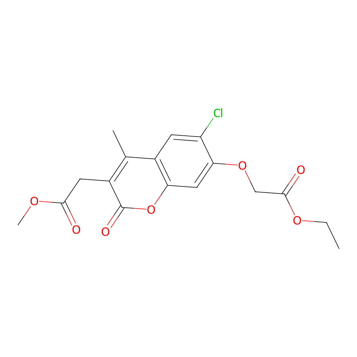 methyl [6-chloro-7-(2-ethoxy-2-oxoethoxy)-4-methyl-2-oxo-2H-chromen-3-yl]acetate molecular structure, CAS 573708-96-0