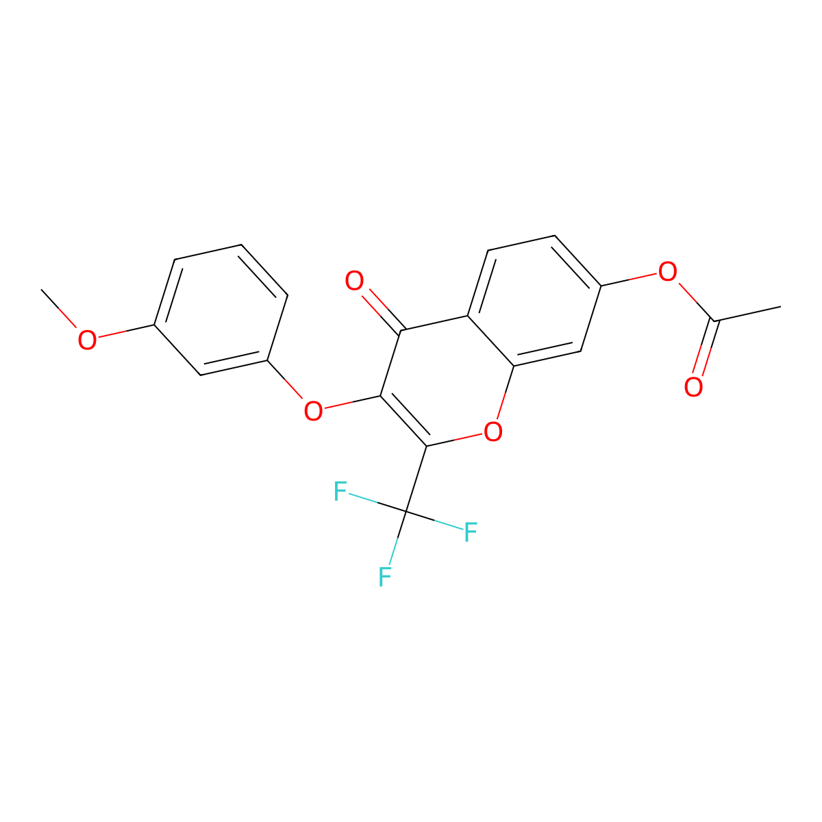 3-(3-methoxyphenoxy)-4-oxo-2-(trifluoromethyl)-4H-chromen-7-yl acetate molecular structure, CAS 573709-09-8