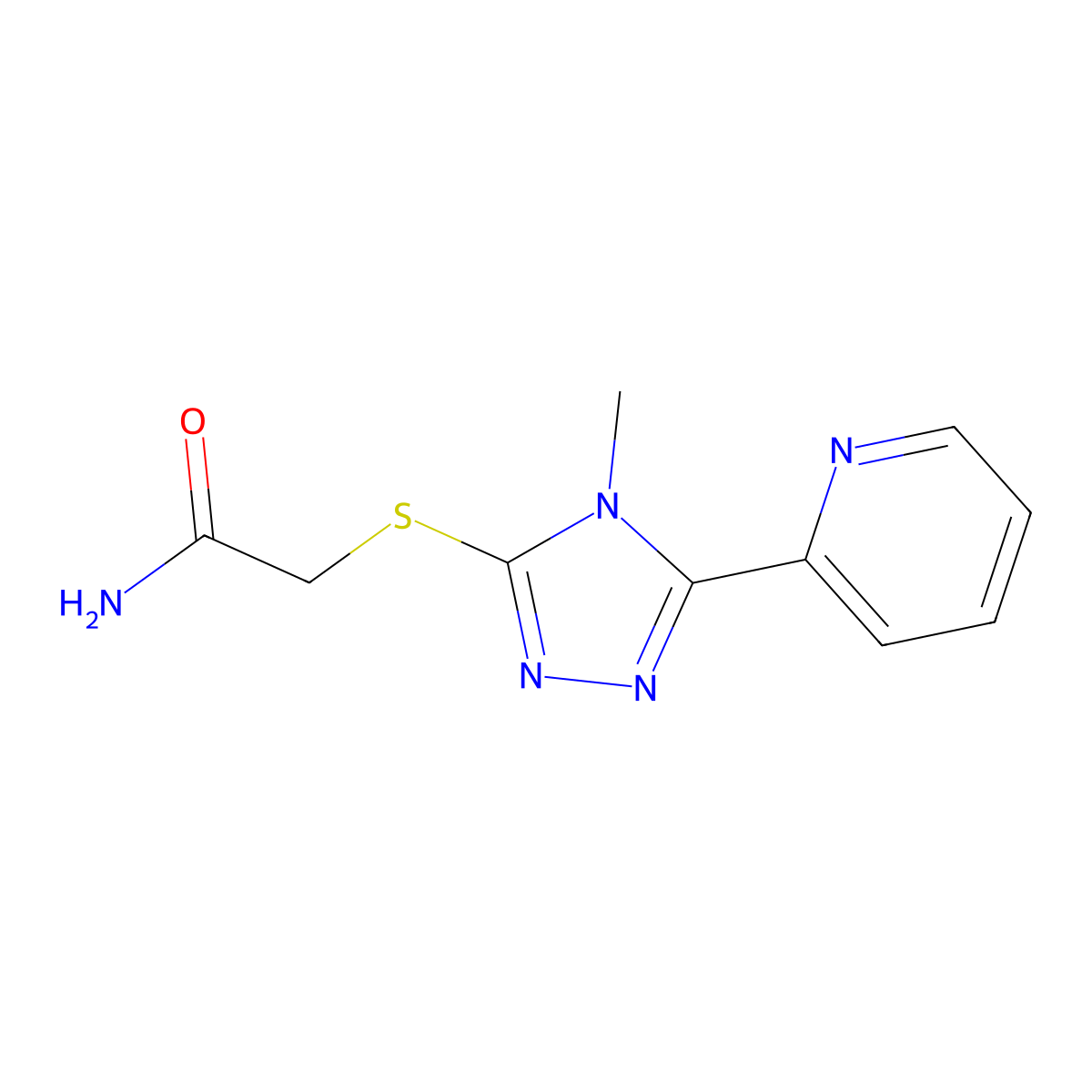 2-{[4-methyl-5-(pyridin-2-yl)-4H-1,2,4-triazol-3-yl]sulfanyl}acetamide molecular structure, CAS 573709-15-6