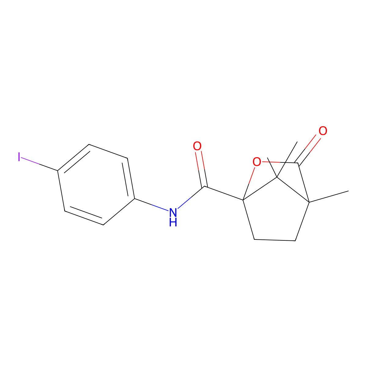 N-(4-iodophenyl)-4,7,7-trimethyl-3-oxo-2-oxabicyclo[2.2.1]heptane-1-carboxamide molecular structure, CAS 573709-22-5