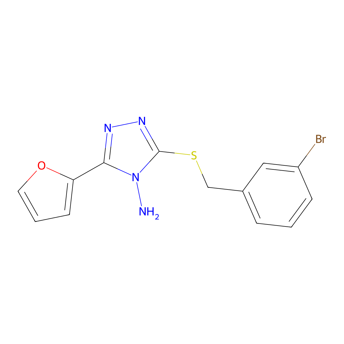 5-[(3-Bromophenyl)methylthio]-3-(2-furyl)-1,2,4-triazole-4-ylamine molecular structure, CAS 573709-24-7