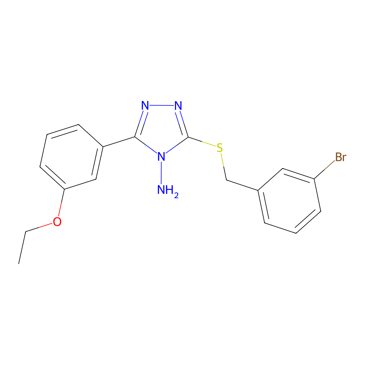 3-[(3-Bromophenyl)methylthio]-5-(3-ethoxyphenyl)-1,2,4-triazole-4-ylamine molecular structure, CAS 573709-89-4