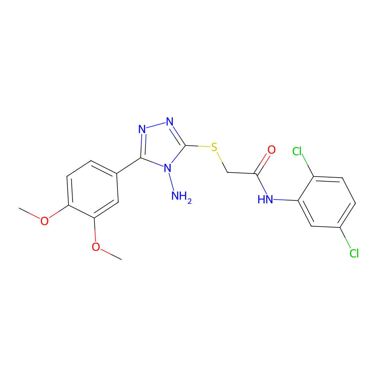 2-[4-amino-5-(3,4-dimethoxyphenyl)(1,2,4-triazol-3-ylthio)]-N-(2,5-dichlorophe nyl)acetamide molecular structure, CAS 573709-98-5