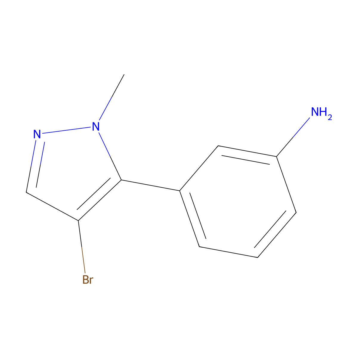 3-(4-bromo-1-methyl-1H-pyrazol-5-yl)aniline molecular structure, CAS 573711-38-3