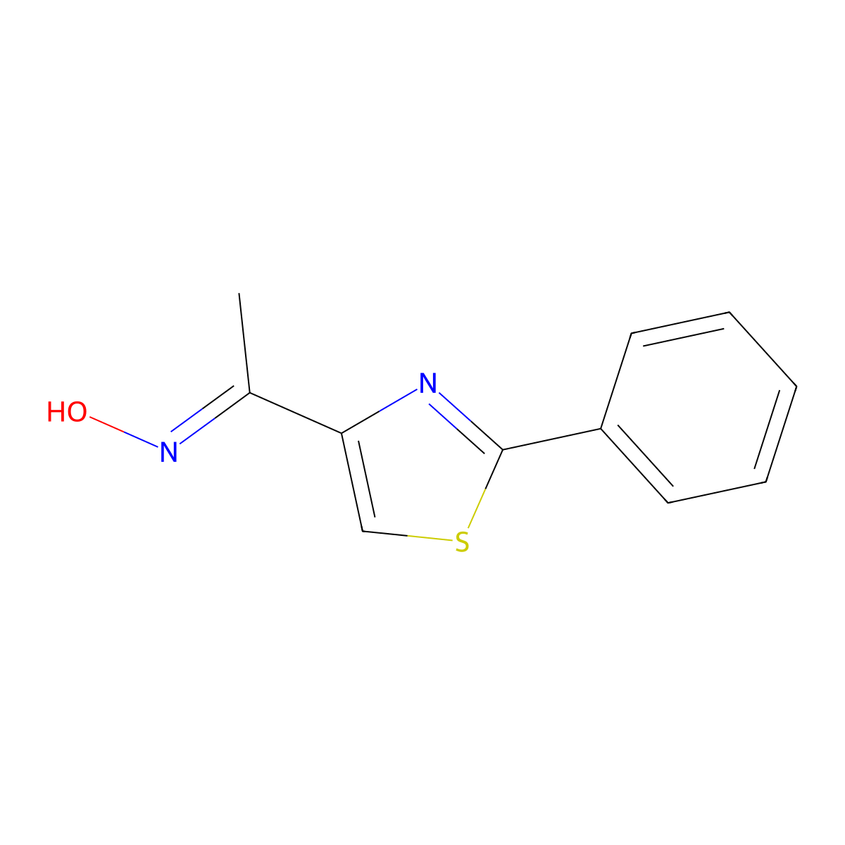 N-(1-(2-phenyl-1,3-thiazol-4-yl)ethylidene)hydroxylamine molecular structure, CAS 57372-14-2