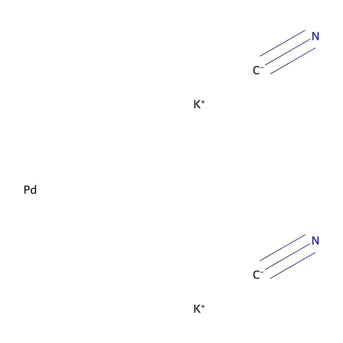 Palladate(2-), bis(cyano-kappaC)-, potassium (1:2) molecular structure, CAS 57373-76-9