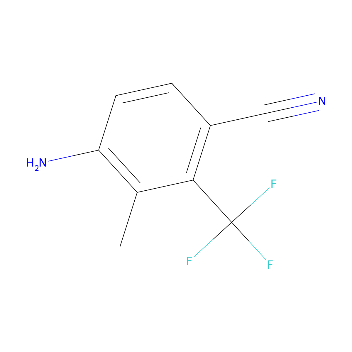 4-Amino-3-methyl-2-(trifluoromethyl)benzonitrile molecular structure, CAS 57376-86-0