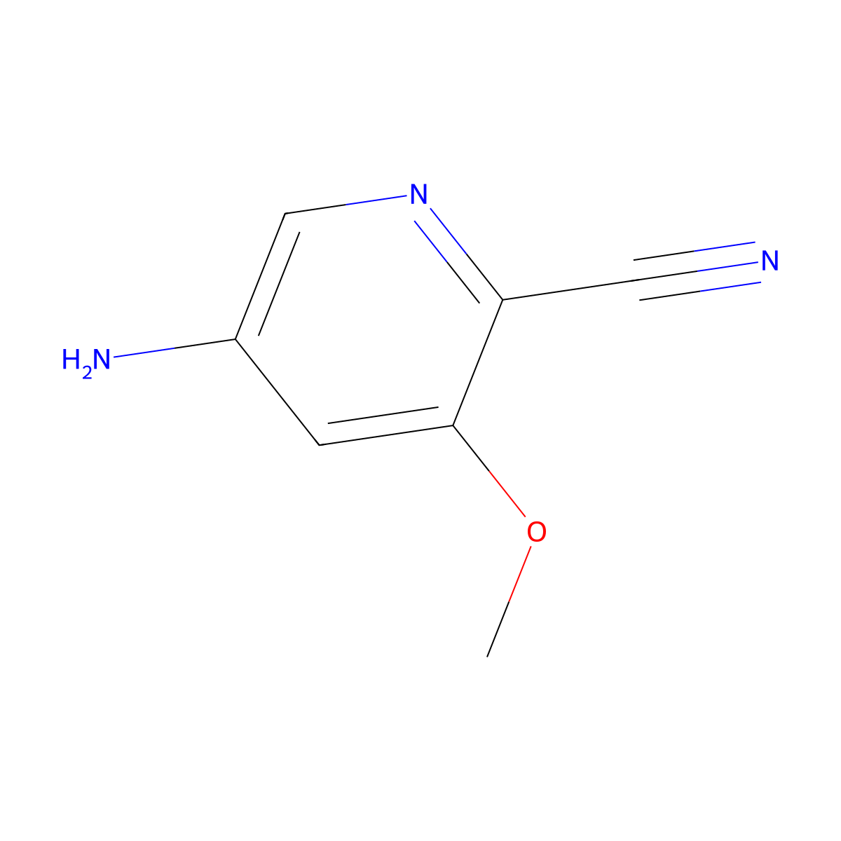5-Amino-3-methoxypicolinonitrile molecular structure, CAS 573762-39-7